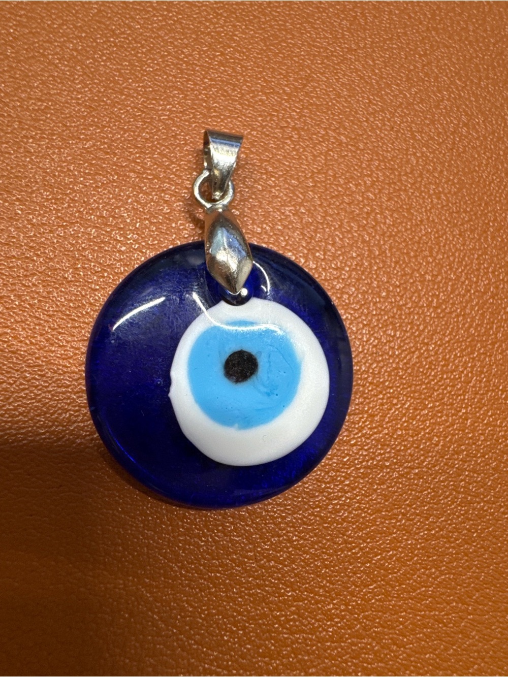 Blue Evil Eye Glass Pendant Protection Charm Minimalist Jewelry